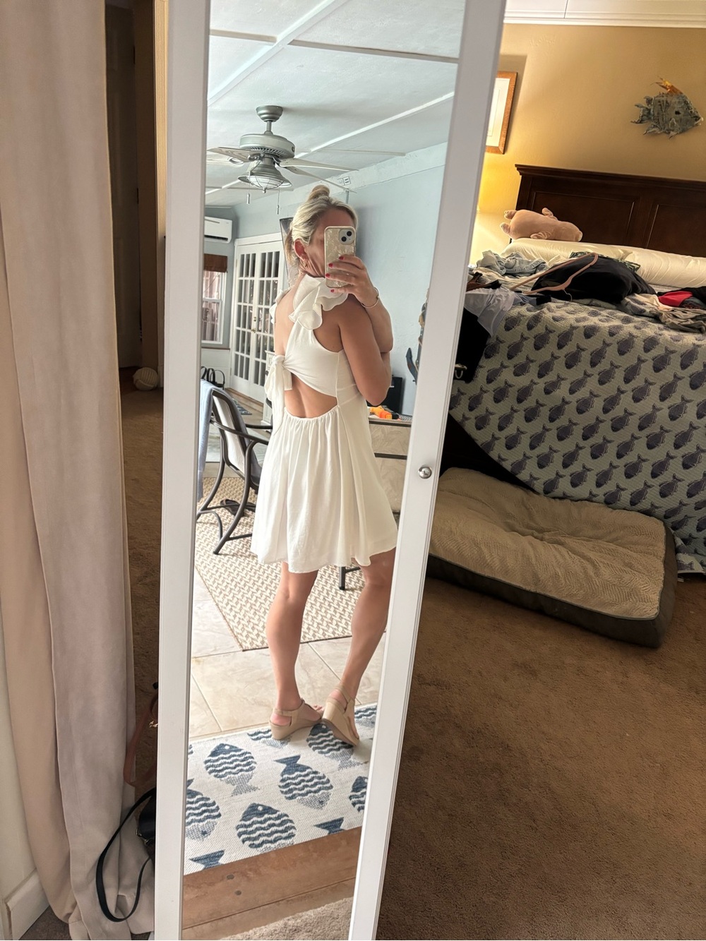 Altar'd State white Ruffled V-Neck Mini Dress - Picture 5 of 5